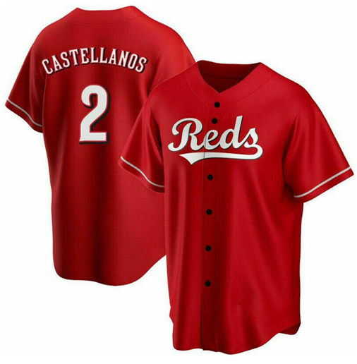 Men's Cincinnati Reds #2 Nick Castellanos Red Cool Base Stitched Baseball Jersey Men's Cincinnati Reds #2 Nick Castellanos Red Cool Base Stitched Baseball Jersey